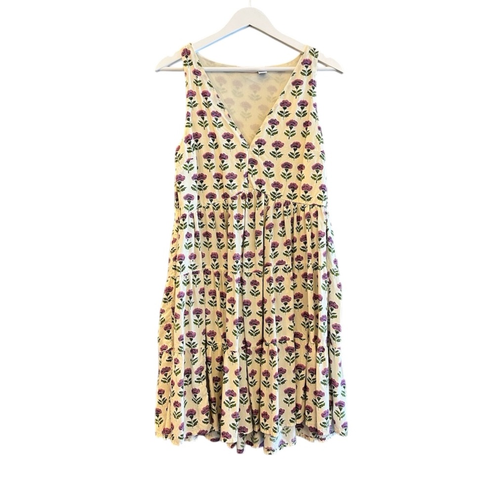 Sincerely Jules Cream and Brown Sleeveless V-Neck Sundress